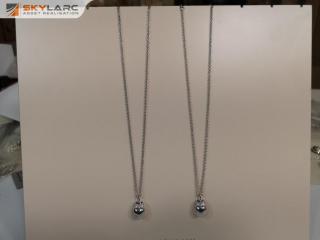 2x Sterling Silver Owl Necklace Pendants w/ Stone Eyes