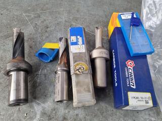 3x Assorted Indexable Tipped Drills by Iscar & Chain