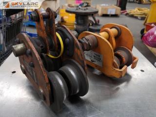 2x Girder Beam Trolleys, 1-Ton & 500kg