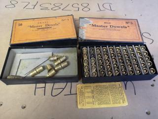 54x Vintage Antique Pattern Makers Brass Master Dowels, Size 5