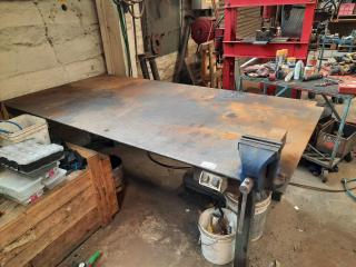 Industrial Steel Plate Workbench with Vice
