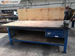 Heavy Duty Steel Workshop Workbench w/ Built in Storage
