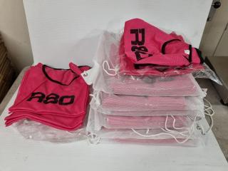 72x R80 Pink Mesh Training Bibs, Assorted Sizes