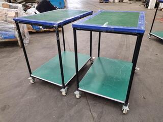 2x Mobile Shelf Trollies