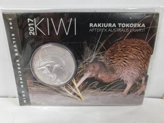 2017 Silver Specimen Kiwi Coin Rakiura Tokoeka
