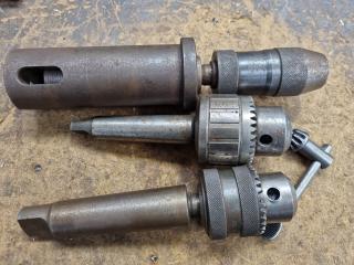 3x Assorted Keyless & Keyed Drill Chucks