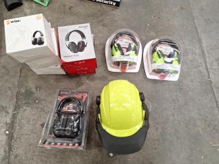 Assorted Safety Headband Earmuffs and Helmet Visor with Earmuff