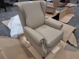 English Wingback Reproduction Armchair (Beige)