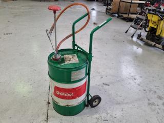 Castrol Manual VMX 80W Gear Oil, partial 60L Barrel w/ Dispensing Pump & Trolley