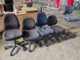 5x Office Gas-Lift Desk Chairs
