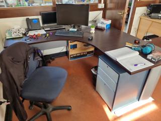 Office Corner Workstation Desk w/ Drawer Cabinet