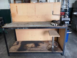 Steel Topped Workbench w/ Vice