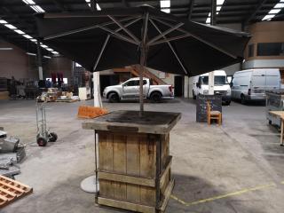 Rustic Outdoor Bar Leaner Table w/ Umbrella