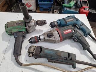 4x Corded Drills  all with faulty chucks