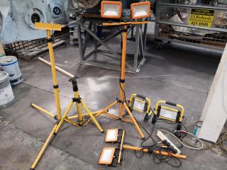 Assorted LED Worksite Work Lights & Stands
