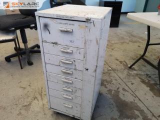 8-Drawer Steel Mobile Cabinet w/ Assorted Industrial Pipe Fittings & More