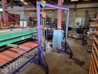 Mobile Gantry Crane w/ Elephant 1-Ton Chain Hoist