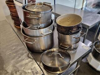 8x Stainless Steel & Aluminium Commercial Kitchen Stock Pots