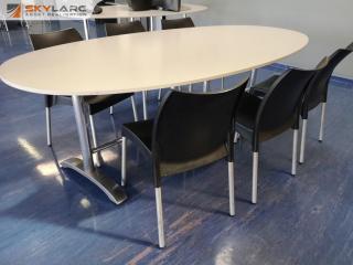 Stylish 2400mm Office or Cafeteria Table w/ 6x Stacking Chairs