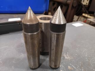 2x Lathe Dead Centres w/ 1x Mounting Sleeve
