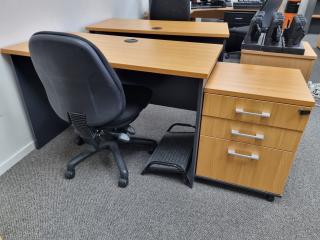 Office Desk w/ Mobile Drawers, Chair, & Foot Rest