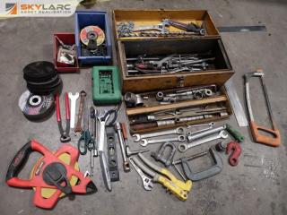 Assortment of Hand Tools, Wrenches, Hardware w/ With Tool Case