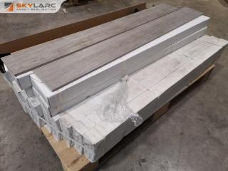 90x Faux Wood Grained Porcelain Floor Tiles, 1200x150mm Size