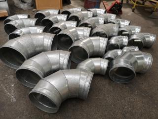 25x Assorted 90 Degree Ventilation Ducting Elbows w/ Storage Bin