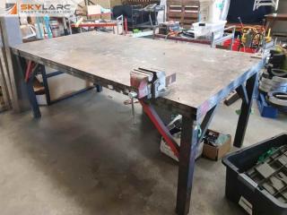 Large Plate Steel Workshop Bench with Vise