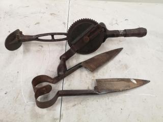 Vintage Antique Manual Drill & Shears