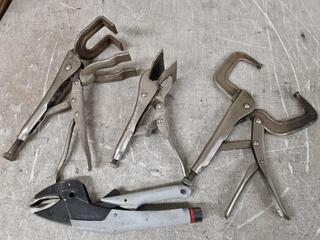 4x Assorted Vice Grip Type Clamps