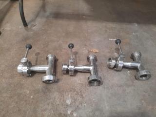 3 Stainless Steel 35mm T Junction Valves