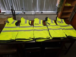 5x Fleece Lined Flourescent Safety Vests, Size XL, Embossed Logo