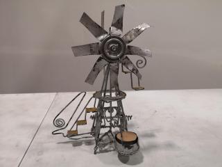 Retro Steam Punk Inspired Operating Windmill Candle Holder