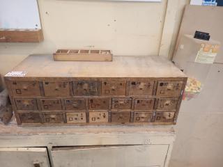 Antique Wooden Drawer Unit of Screws