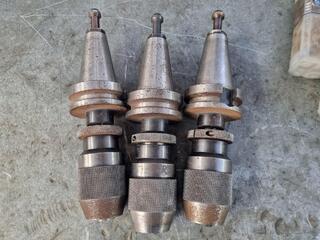 3x BT40 Tool Holders w/ Albrecht 13mm Keyless Drill Chucks