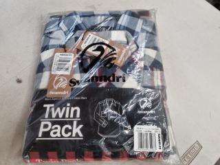Swandri Men's Egmont Brushed Cotton Shirts, Twin Pack, Size Small