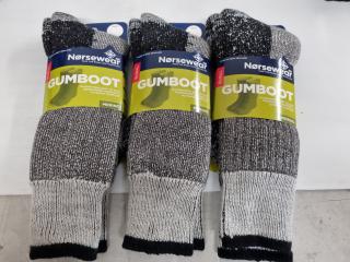 Norsewear Gumboot Merino Socks, 3x Pairs, Size Medium