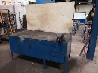 Heavy Duty Steel Workshop Workbench w/ Built in Storage