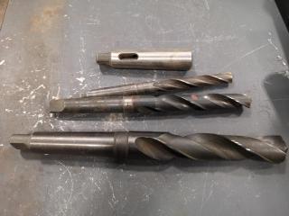 3x Morse Tapper Mill Drill Bits + 1x Adapter