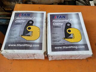2x Titan Horizontal Plate Clamps, 1000kg Capacity