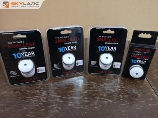 4x Mini Home Photoelectric Smoke Alarms by Cavius, New