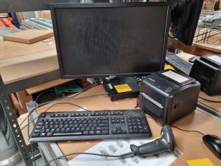 HP EliteDesk W/ Monitor, Label Printer, Barcode Scanner