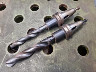 2x Laip BT40 Tool Holders w/ Morse Taper Drills