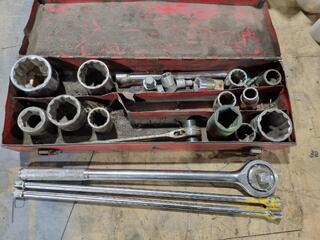 Assorted 1/2" & 3/4" Drive Sockets & Wrench 