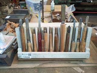 Rack of Wood Lathe Chisels