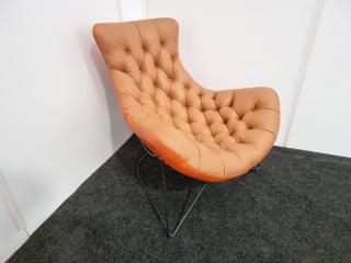 Sessel Style Curved Lounge Chair   - Leather