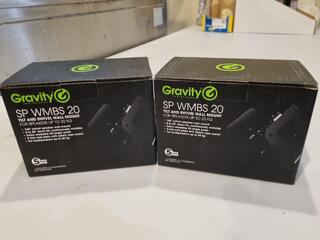2x Gravity Tilt & Swivel Wall Mount Speaker Mounts, New