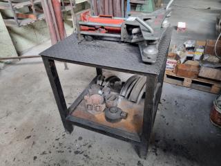 Bramley Hydraulic Pipe Bender w/ Heavy Steel Table Workbench