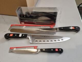 3x Wusthof Professional Knives + Knife Sharpener